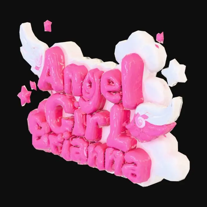 3D model for Please make a cute anime sign with the words "Angel Girl Brianna", like a cartoonish fun anime sign. Where the words "Angel Girl Brianna" are a fun font