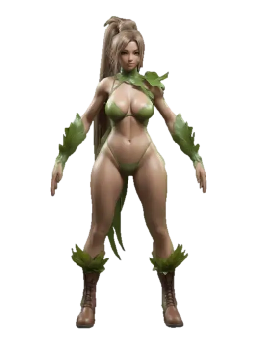 Modelong 3D ng Humanoid female inspired by Tsareena pokemon in a natural A-pose. Athletic and…, ginawa ng AI