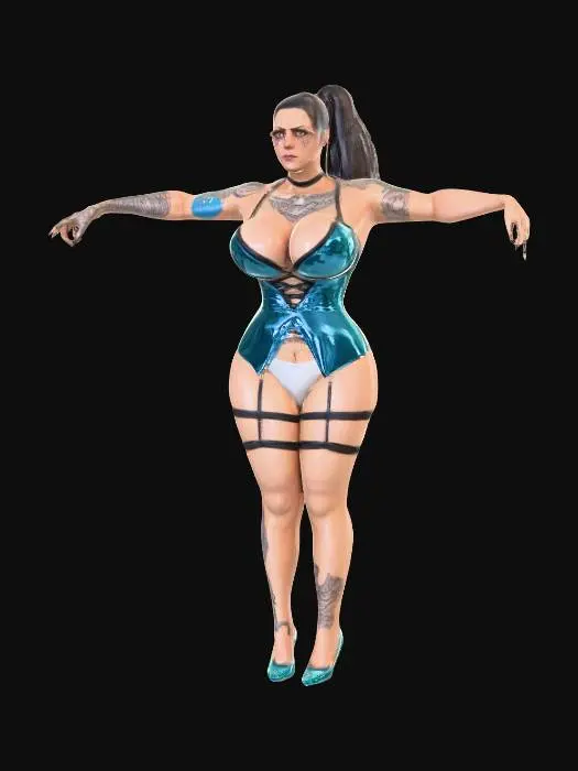 3D model for Teal Lingerie