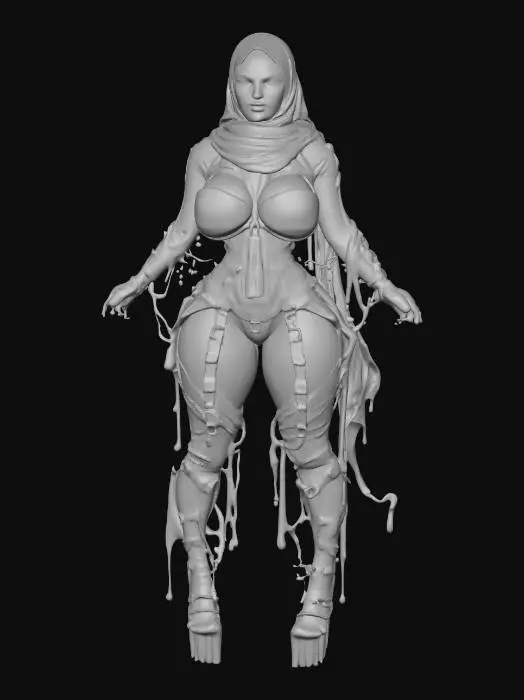 3D model for Red Liquid latex Hijab