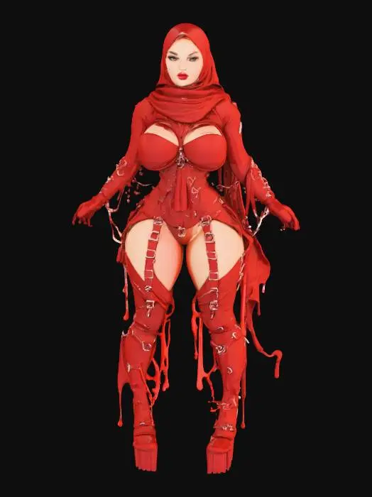 3D model for Red Liquid latex Hijab