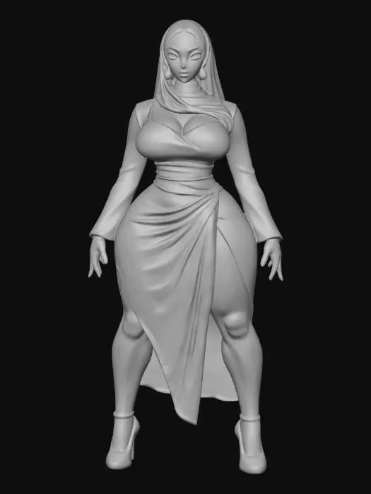 3D model for Glamorous Blue Hijab Elegance