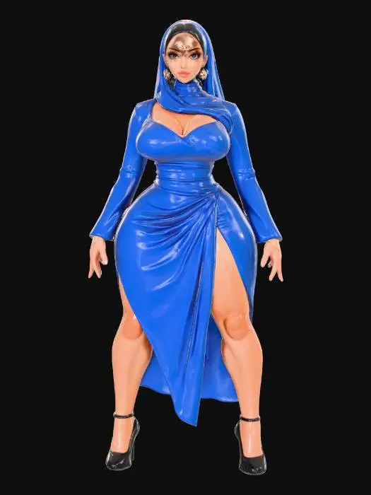 3D model for Glamorous Blue Hijab Elegance