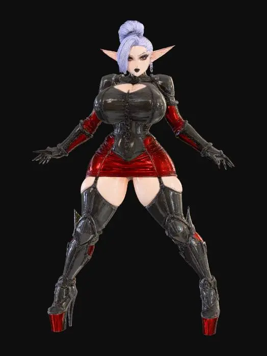 3D model for Sexy Busty Elf Commander