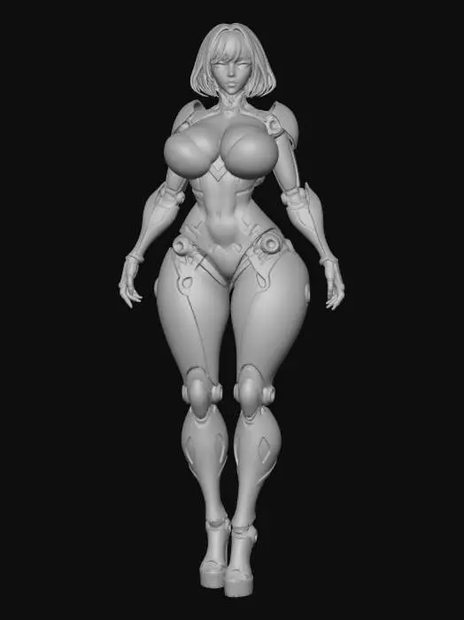 3D model for Curvy Female Cyborg Guardian