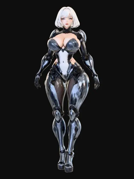 3D model for Curvy Female Cyborg Guardian
