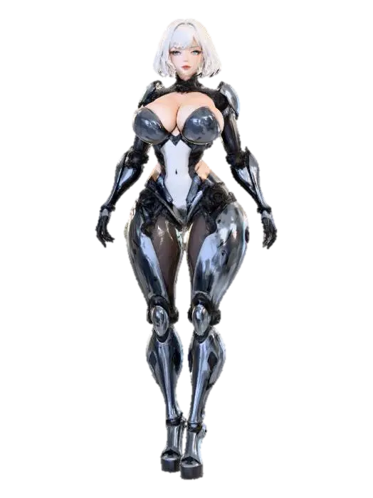 Curvy Female Cyborg Guardian - Synthetic 3D model, vytvořený pomocí AI