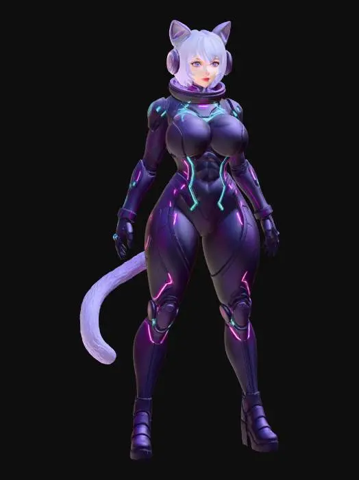 3D model for Neon Feline Astronaut