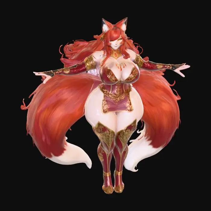 3D model for Mystic Fox Enchantress, #PBR#