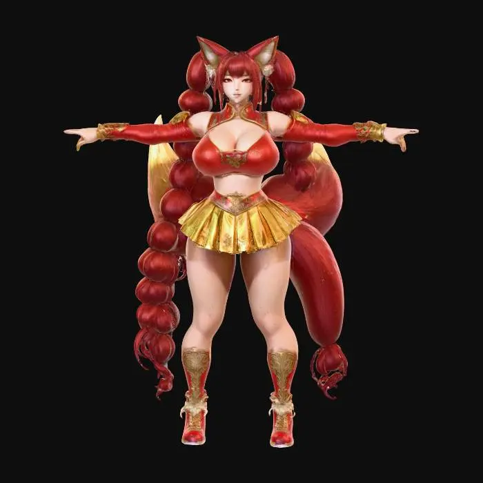 3D model for Kitsune cheerleader , #PBR#