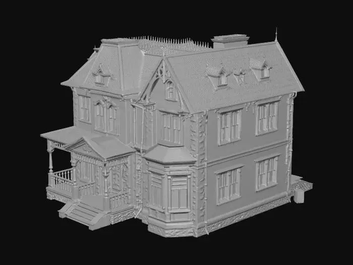 3D model for дом 19 век, атмосфера туманной ночи, реализм , компьютерная игра, красивые текстуры