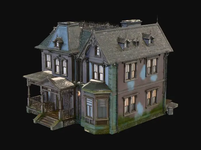 3D model for дом 19 век, атмосфера туманной ночи, реализм , компьютерная игра, красивые текстуры