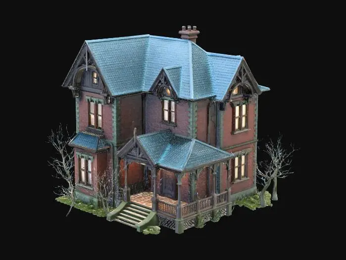 3D model for дом 19 век, атмосфера туманной ночи, реализм , компьютерная игра, красивые текстуры