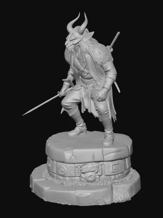 3D model for Desert Warlord on the Stone Pedestal