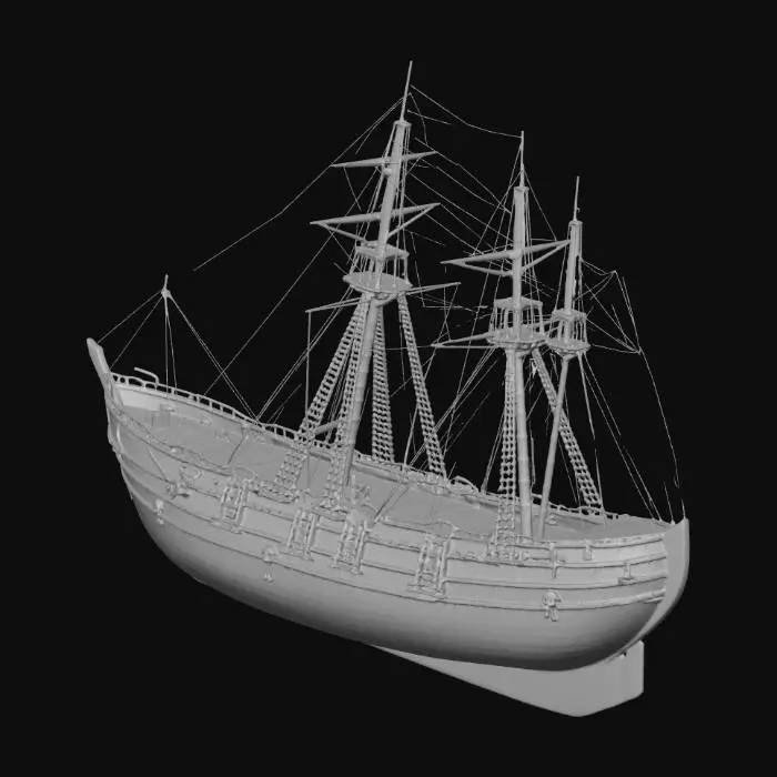3D model for Wrecked Galleon on a Stormy Shore