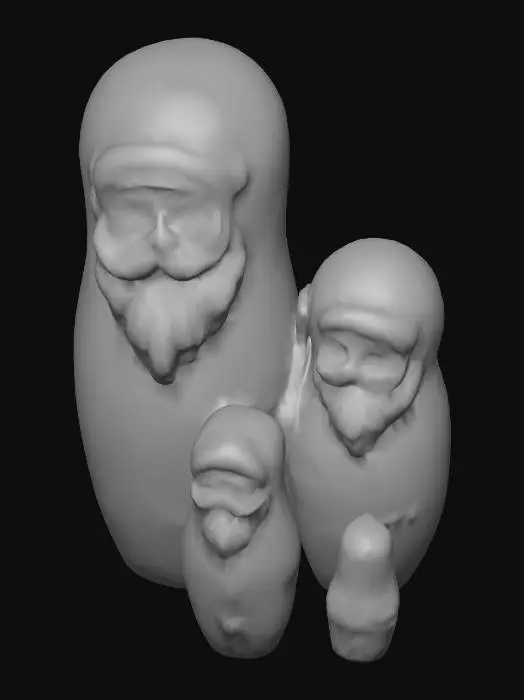 3D model for #Christmas2025#, Highly realistic Christmas themed nesting dolls. Ultra high quality detailed textures. Solid infill.