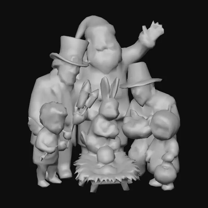 3D model for Create an exact image from this photo and add Santa behind the bunny. , #Christmas2025#