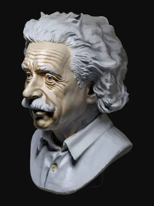 3D model for albert einstein bust in collar shirt