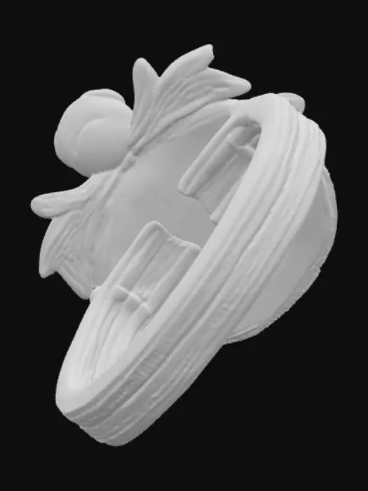 3D model for A pink ladybug diamond ring with a silver band