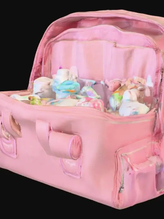 3D model for Maternity overnight bag with diapers and lotions showing and some toys for newborns