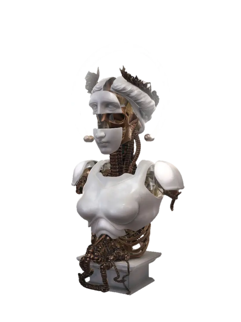 Neon Halo Automaton - Synthetic 3D model, vytvořený pomocí AI