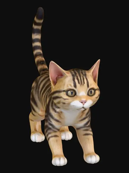 3D model for リアルなトラ猫。気持ちよさそうに歩いている。