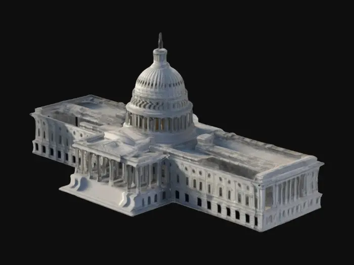 3D model for very detailed, sharp edges, south wing of the United States Capitol. 