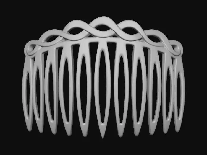 3D model for Ornate wooden hair comb