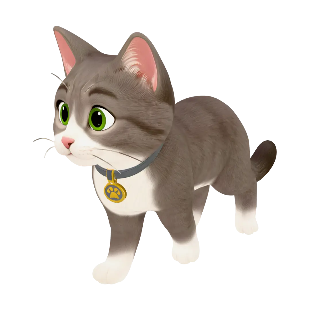 Puszek_Cat_Standing_3D - Tag 3D model, vytvořený pomocí AI