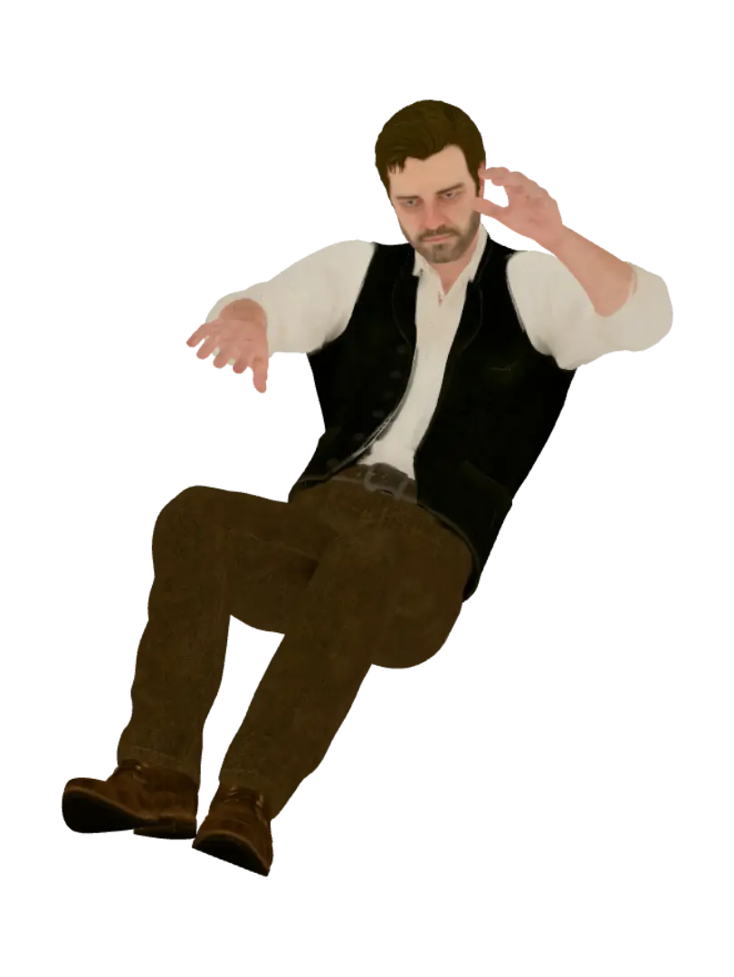 Create a realistic AAA full-body 3D character for AI mesh generation. Male, age… - Professor 3D model, vytvořený pomocí AI