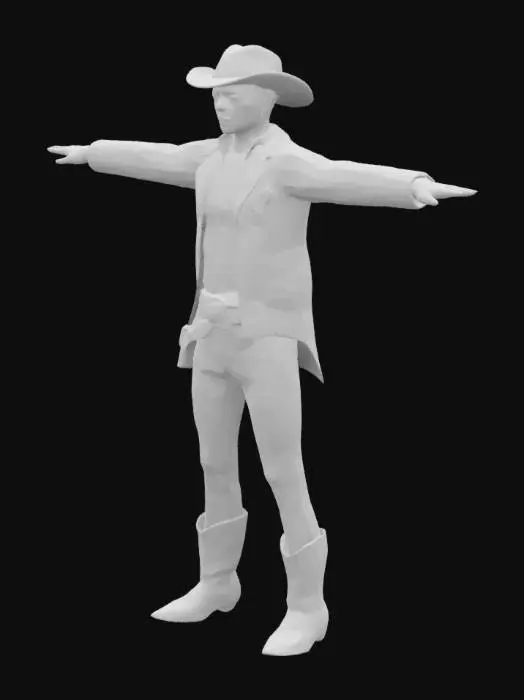 3D model for a bartender from the wild west era doing a T pose