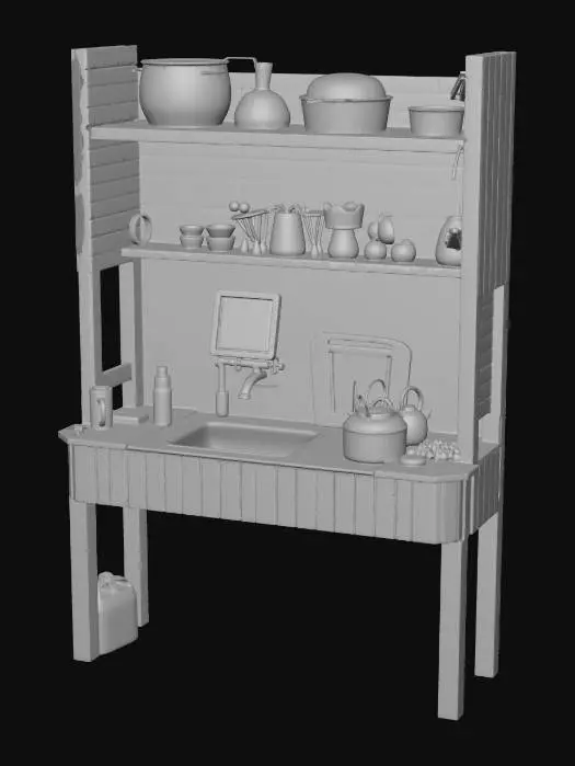 3D model for Rustic wooden kitchen playset
