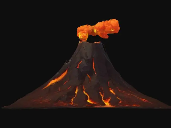 3D model for volcano toon game asset