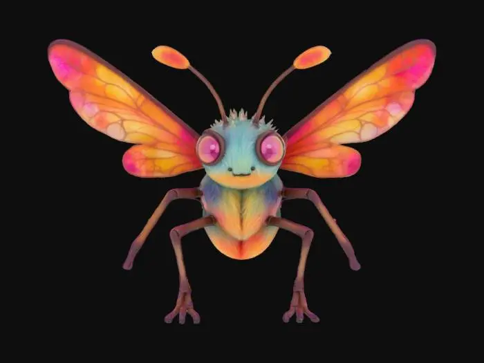 3D model for muchozmorek - fantastyczna postać. zmorka z cechami muchy. do gry. w stylu kreskówkowym