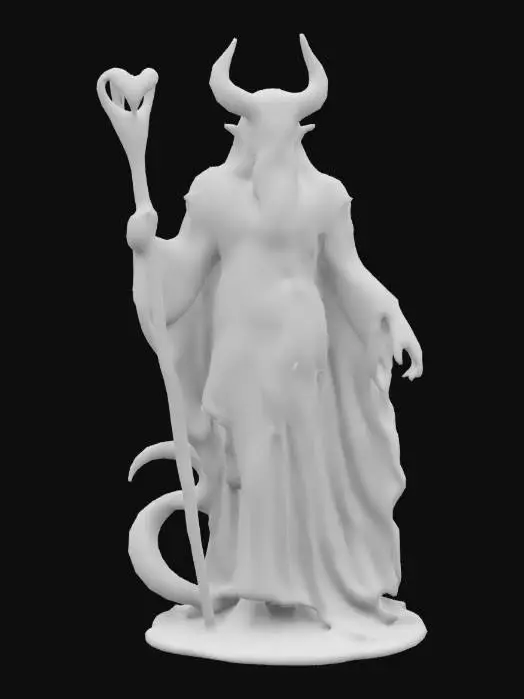 3D model for Veles, the Slavic god of the underworld, depicted as a shape-shifting figure with serpentine features. His human form is cloaked in dark, moss-covered robes, and his staff is entwined with snake-like carvings. The setting is a misty swamp with gnarled trees, glowing fungi, and an eerie green light emanating from the water.