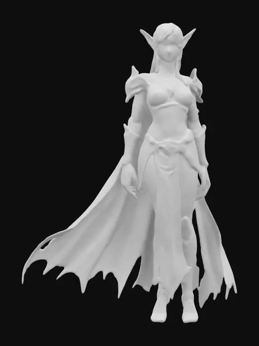 3D model for T-pose,, Highly Detailed, Fantasy, elven warfactory
