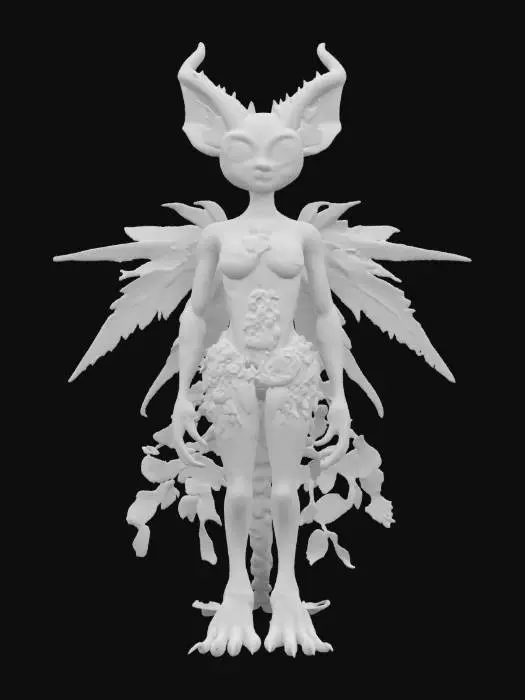 3D model for Create a companion creature born from a magical Slavic plant. Perhaps a guardian spirit of fern flowers, or a mischievous being from belladonna roots. Let folklore and forgotten rituals bloom into life., #garden#