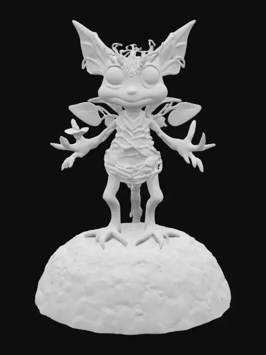 3D model for Create a companion creature born from a magical Slavic plant. Perhaps a guardian spirit of fern flowers, or a mischievous being from belladonna roots. Let folklore and forgotten rituals bloom into life., #garden#
