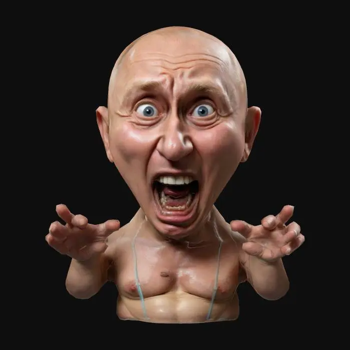 3D model for A caricature of a terrified Vladimir Putin in a pampers.