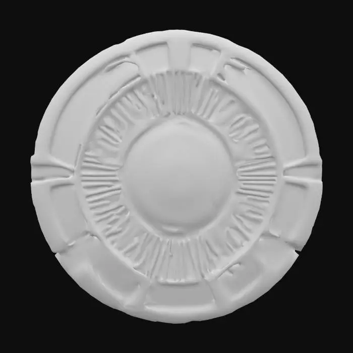 3D model for futuristic magnetic shield for the #ChronoForgeWeapon event. The shield should feature sleek, high-tech designs with glowing energy lines and the ability to deflect and capture enemy projectiles. Incorporate a reactive magnetic core that pulses with energy and intricate engravings that combine sci-fi aesthetics with a hint of ancient craftsmanship.