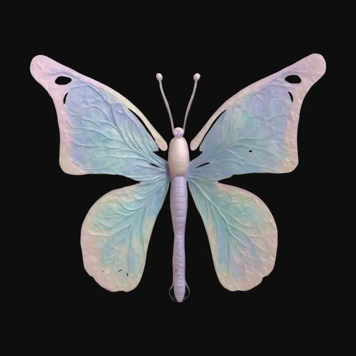 3D model for Create a 3D model of a butterfly in mid-flight, with its wings spread wide and delicate veins etched into the surface. The head of the butterfly subtly symbolizes a clitoral form, blending seamlessly with the organic curves of the body. Use soft pastel colors for the wings and a gentle pearlescent glow for the head, evoking a sense of elegance, intimacy, and natural beauty.
#valentine