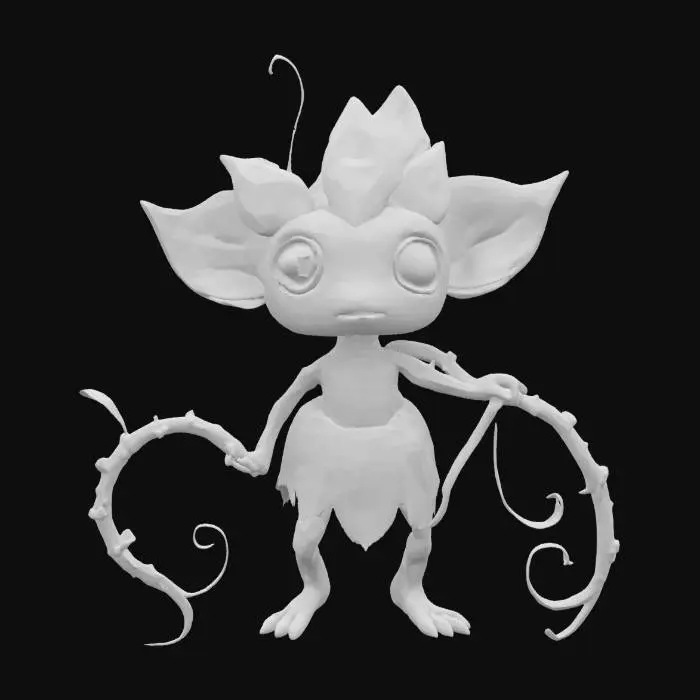 3D model for Create a companion creature born from a magical Slavic plant. Perhaps a guardian spirit of fern flowers, or a mischievous being from belladonna roots. Let folklore and forgotten rituals bloom into life., #garden#