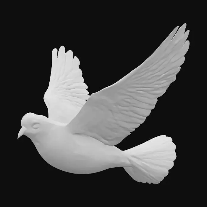 3D model for A peaceful dove flying across a clear sky, its feathers naturally blending into the colors of the Ukrainian flag — sky blue above, golden yellow below. Realistic or semi-watercolor style, full of sunlight, lightness, hope, and freedom. The bird should look dynamic yet soft, with smooth color transitions. Symbol of peace and unity. Warm, inspiring atmosphere.  #AroundTheWorld# [Ukraine]