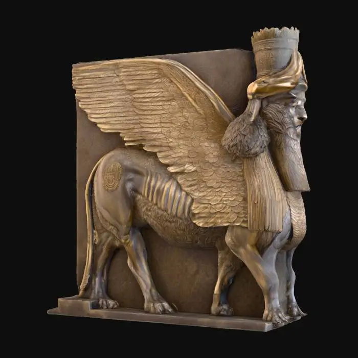3D model for Assyrian Lamassu Statue, #PBR#