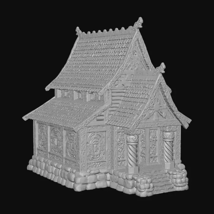 3D model for hyperrealistic game slavic temple
