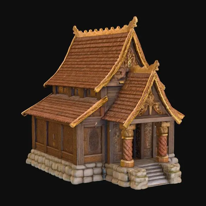 3D model for hyperrealistic game slavic temple
