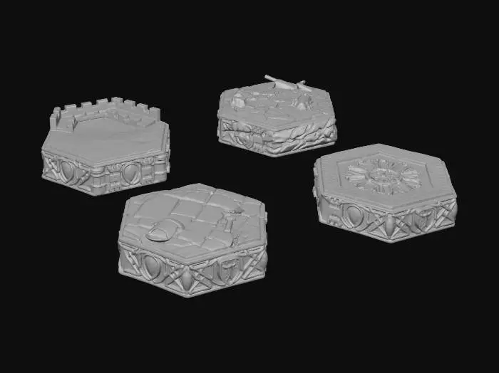 3D model for Four Hexagonal Pedestals