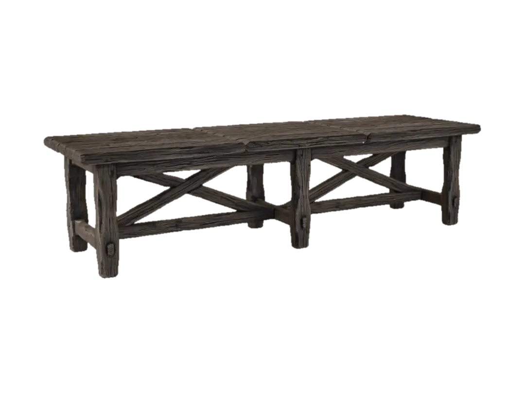 Rustic Weathered Bench 的 AI 生成 3D 模型