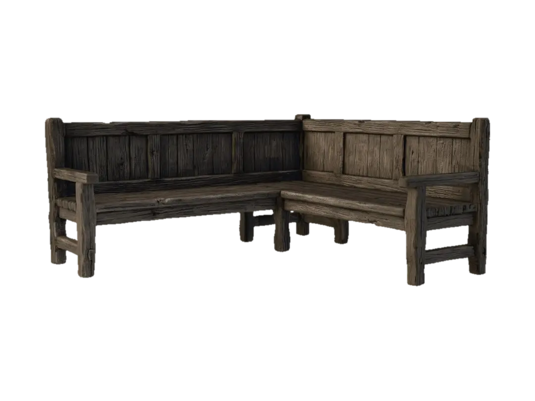 Weathered L-Shaped Corner Bench 的 AI 生成 3D 模型