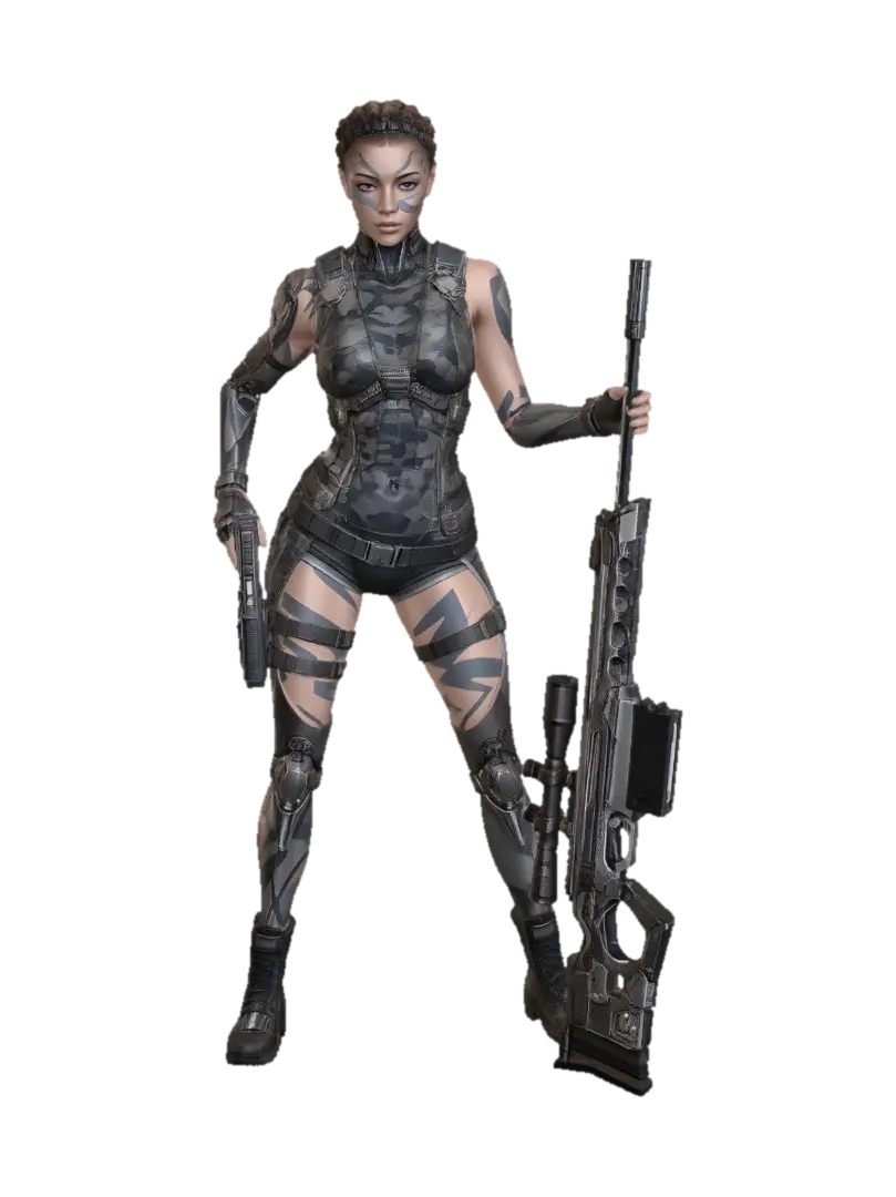 Cyber Military Sniper - Visor 3D model, vytvořený pomocí AI